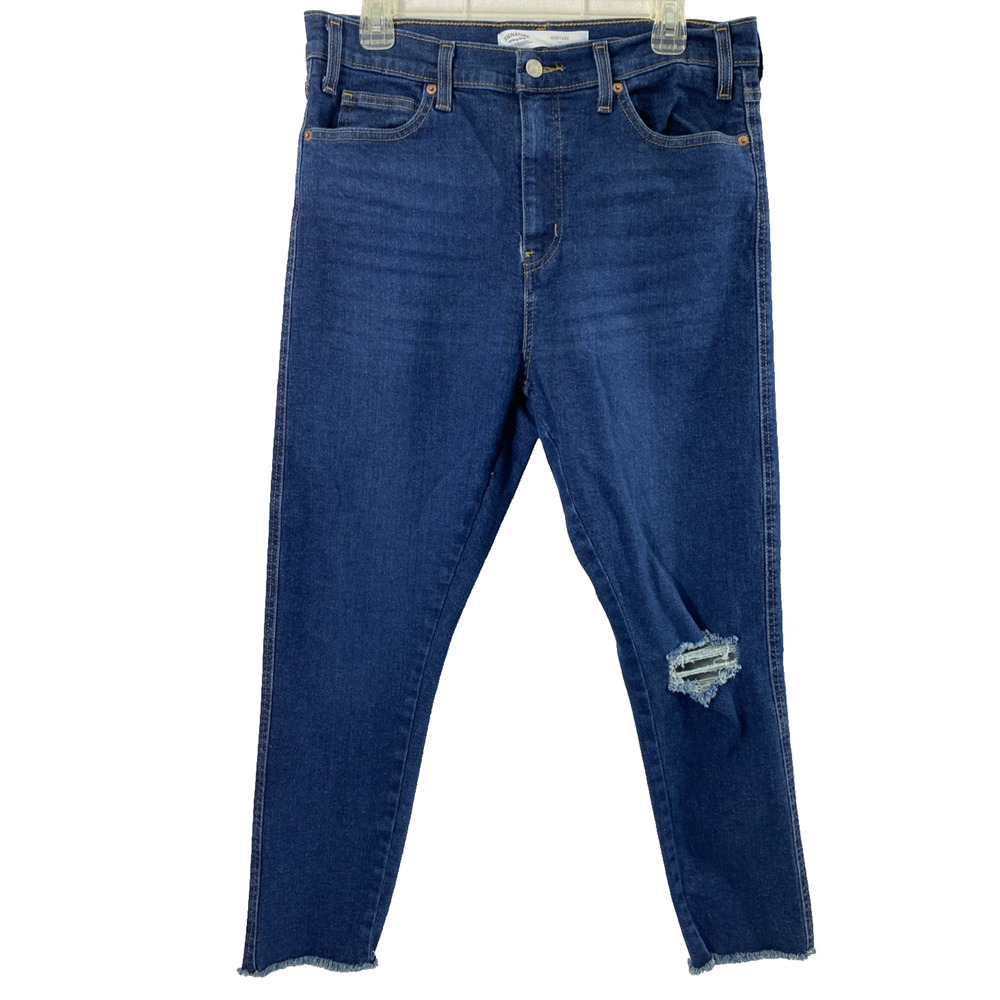 Levis Signature Jeans Womens Size 12 High Rise Skinny Raw Hem‎ Destroyed Denim
